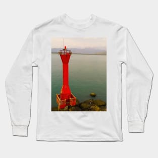 Old red lighthouse in left frame Long Sleeve T-Shirt